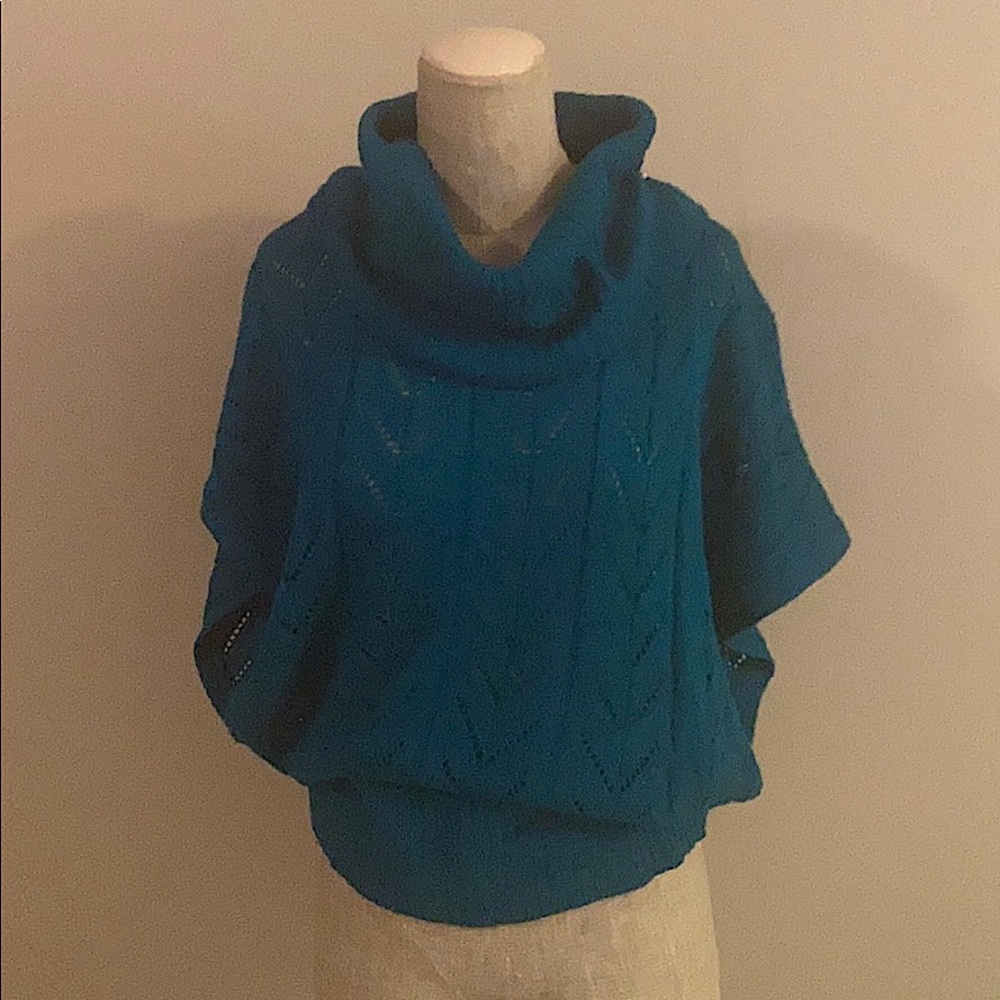 Teal Sweater with Cowl Neck